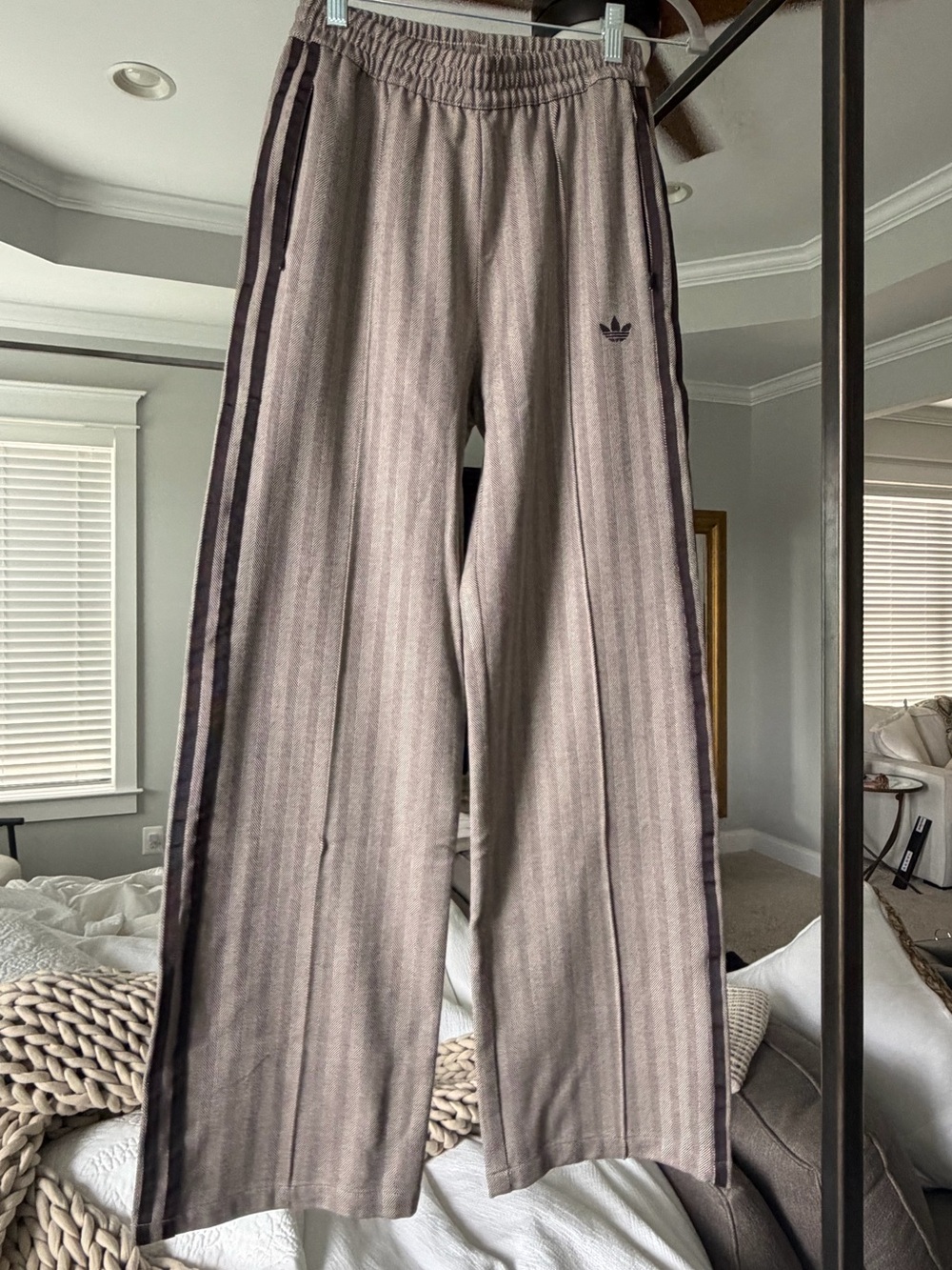 Adidas Women Brown Stripe Track Pant